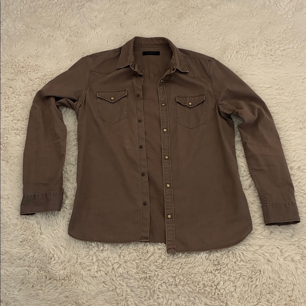 All Saints Brown Casual Button Down Shirt